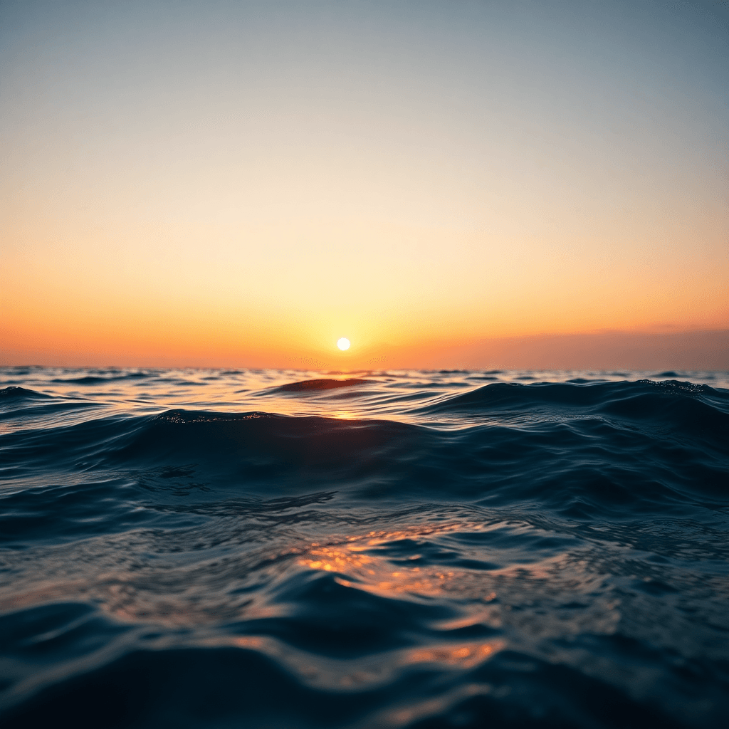 Serene ocean waves at sunset